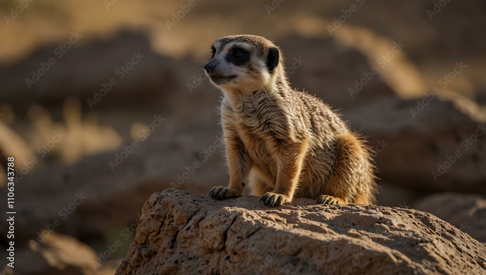 Fototapeta premium Meerkat on a rock.
