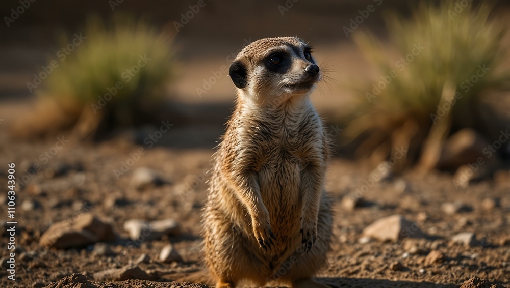 Fototapeta premium Meerkat standing watchfully.