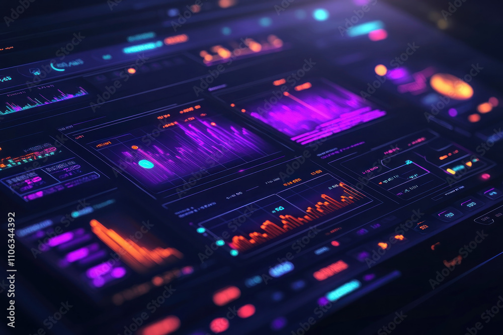 Computer screen with colorful lights, illuminating a dark room, creating a mesmerizing display of patterns and shapes against a black background. Computer screen with colorful lights, illuminating a dark room, creating a mesmerizing display of patterns and shapes against a black background.