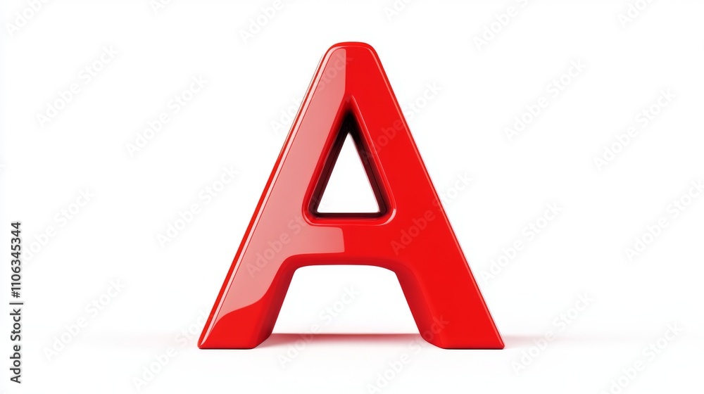 3D bold red letter 'A' icon on a sleek white background 3D bold red letter 'A' icon on a sleek white background