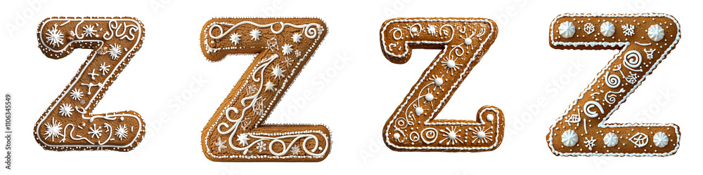 Obraz premium Alphabet Z, made with gingerbread cookie, Logo design, letter, isolated on a transparent background