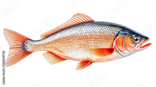 Realistic Vibrant Fish Close-Up on White Background