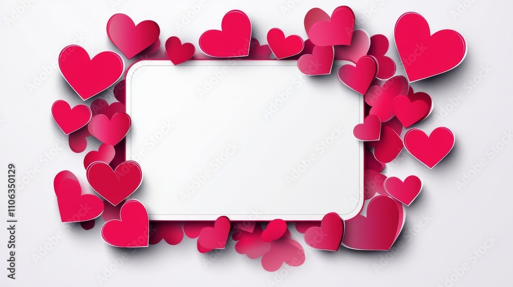 Vector background with paper-cut hearts on a white background, vector illustration for a Happy Valentine's Day banner template design. Greeting card or poster frame Vector background with paper-cut hearts on a white background, vector illustration for a Happy Valentine's Day banner template design. Greeting card or poster frame