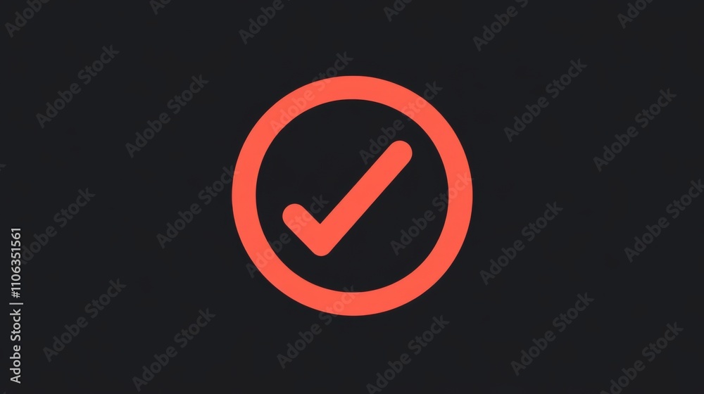 Red checkmark icon on a dark background with a glowing effect Red checkmark icon on a dark background with a glowing effect