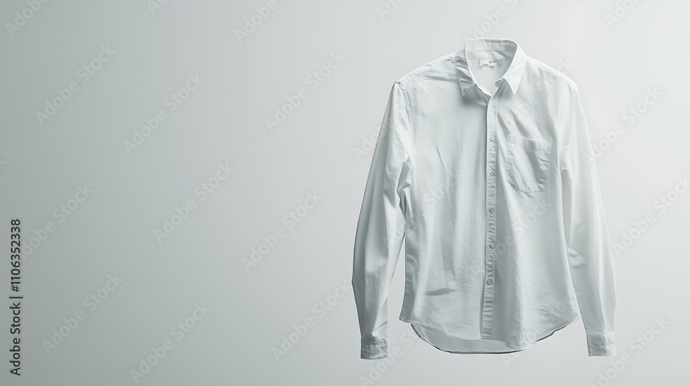 A white shirt floating in the air mockup on white solid background. A white shirt floating in the air mockup on white solid background.