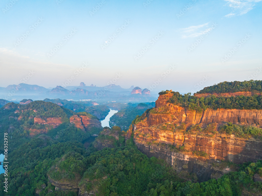 Beautiful sunrise at Changlao Peak of Danxia Mountain in Shaoguan, Guangdong Beautiful sunrise at Changlao Peak of Danxia Mountain in Shaoguan, Guangdong