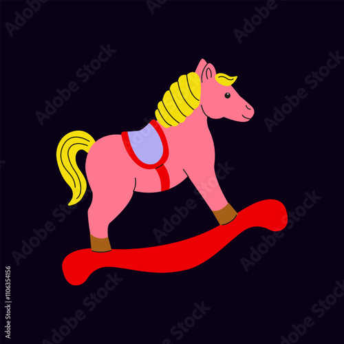 Fun rocking horse toy with bright colors for children's playtime activities at home