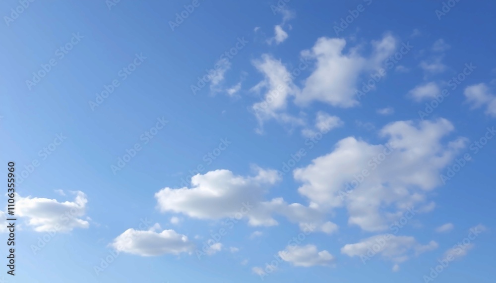 Fototapeta premium Scattered Cumulus Clouds in Azure Sky Landscape