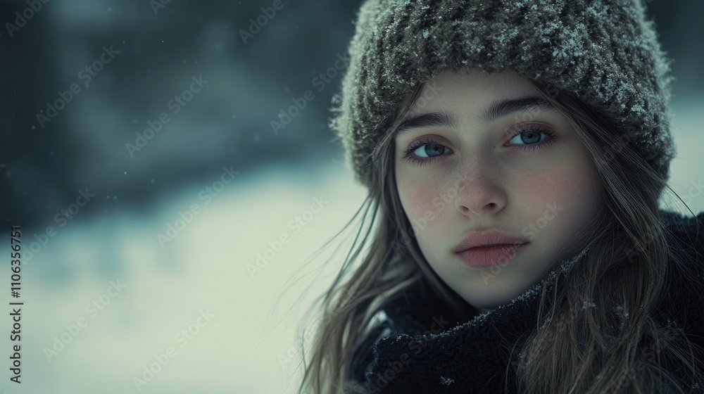 A person wrapped up warm in the snow A person wrapped up warm in the snow