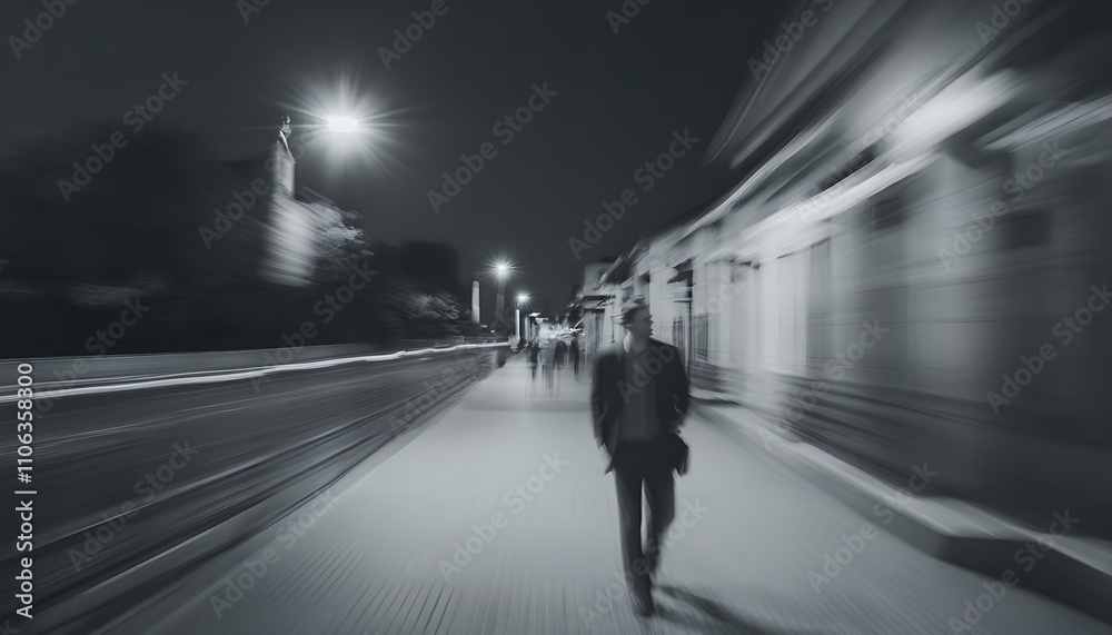 Artistic image of a blurred man walking on the street Artistic image of a blurred man walking on the street