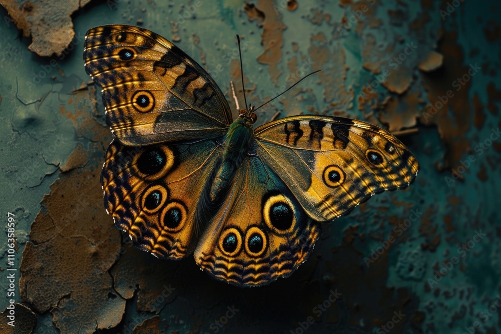 Close-up shot of a butterfly perched on a wall Close-up shot of a butterfly perched on a wall