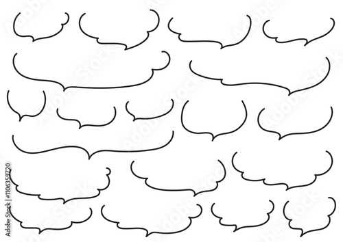 柔らかい形のふきだしのセット（マーカー手書き風）