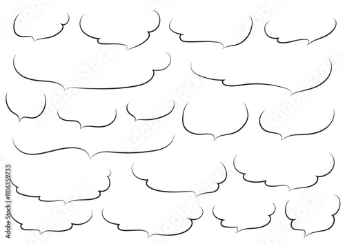 柔らかい形のふきだしのセット（カリグラフィー手書き風）
