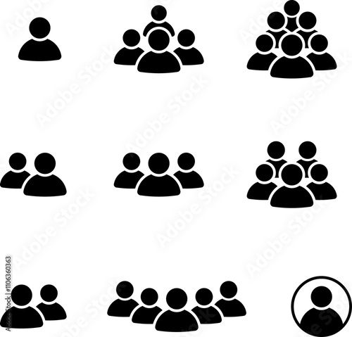 People group icon set team worker user. Employee people group icon team staff. User profile symbol. Group of people or group of users. Persons symbol.