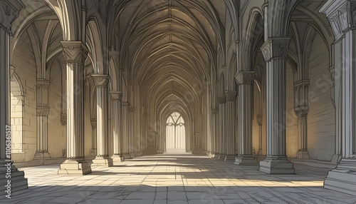 Hallway of a Gothic Cathedral