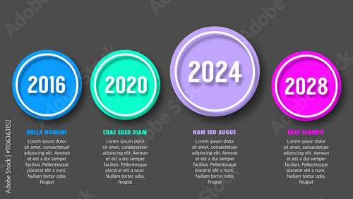 Dark Background Timeline with Four Circular Icons