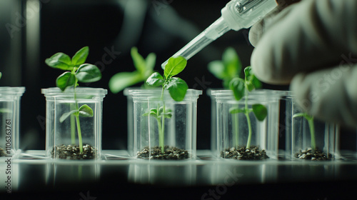 Lab Research  Sprout Growth  Botany Experiment  Plant Science  Seedling Cultivation  Agric photo