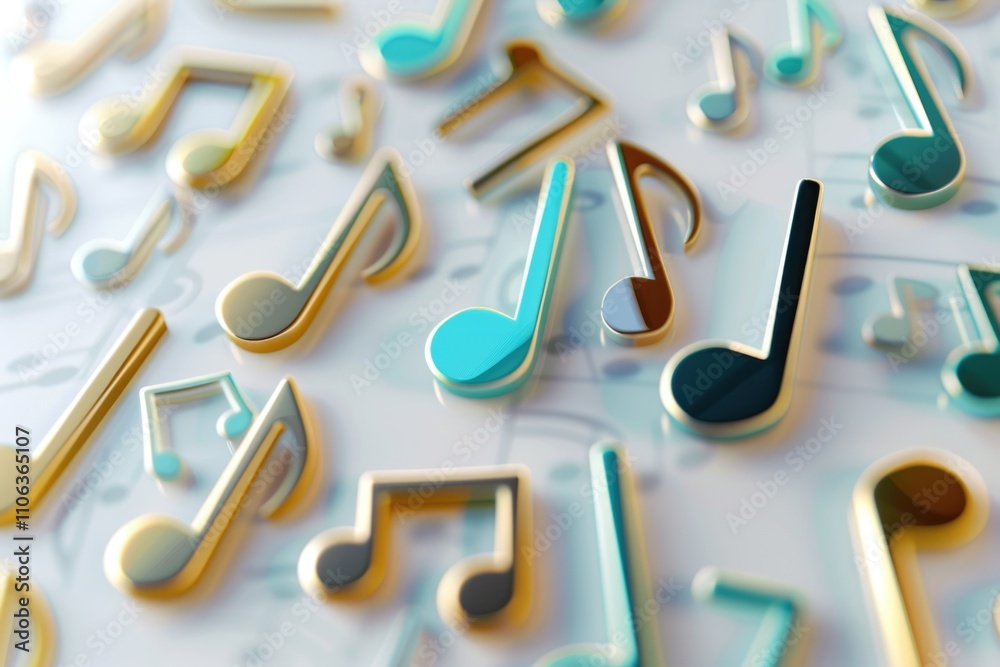Fototapeta premium A collection of musical notes on a clean and simple white background, ideal for use in music-related projects