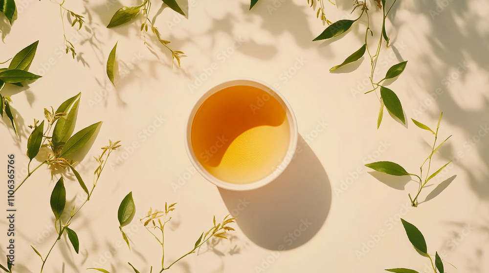 Serene Herbal Tea Golden Infusion Sunlight Leaves Serene Herbal Tea Golden Infusion Sunlight Leaves