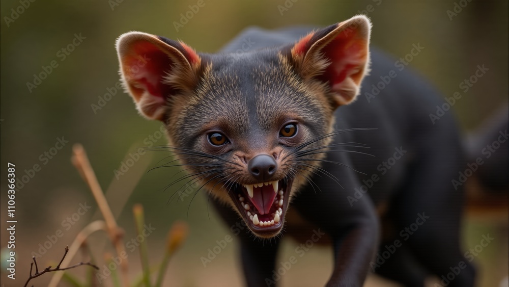 A fierce encounter with a wild animal in the forest at sunset, showcasing nature's raw beauty A fierce encounter with a wild animal in the forest at sunset, showcasing nature's raw beauty