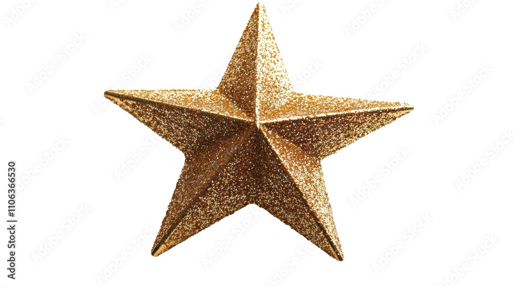 Glittering gold star ornament shining on transparent background Glittering gold star ornament shining on transparent background