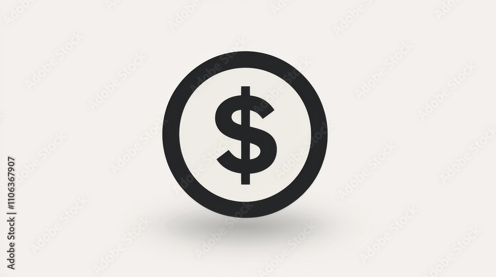 A bold dollar sign icon inside a circular dotted frame on a beige background A bold dollar sign icon inside a circular dotted frame on a beige background