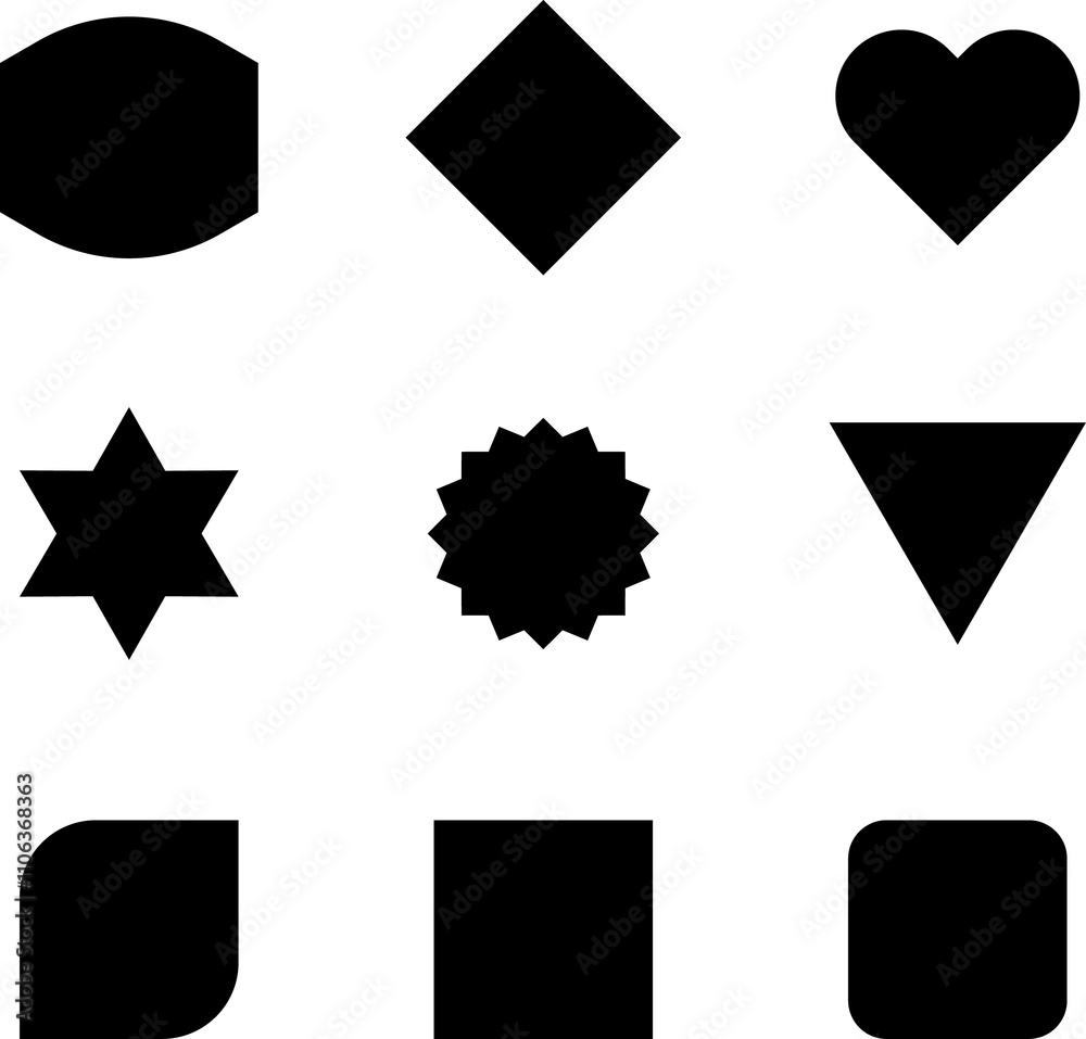 Empty geometric banners. Abstract bold shapes, minimalistic message balloon template. Various multicolored forms isolated on white. Funny different figures collection Empty geometric banners. Abstract bold shapes, minimalistic message balloon template. Various multicolored forms isolated on white. Funny different figures collection