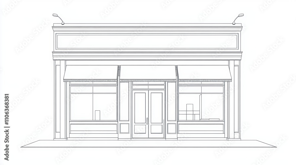 Exterior view of a store building. Exterior view of a store building.