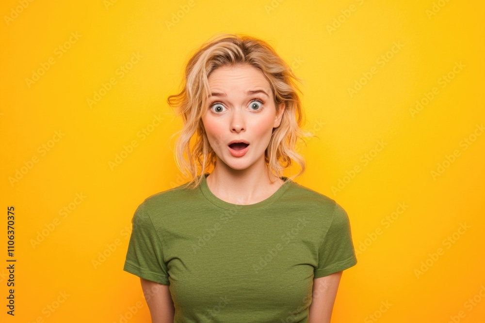 A woman with a surprised expression on her face A woman with a surprised expression on her face