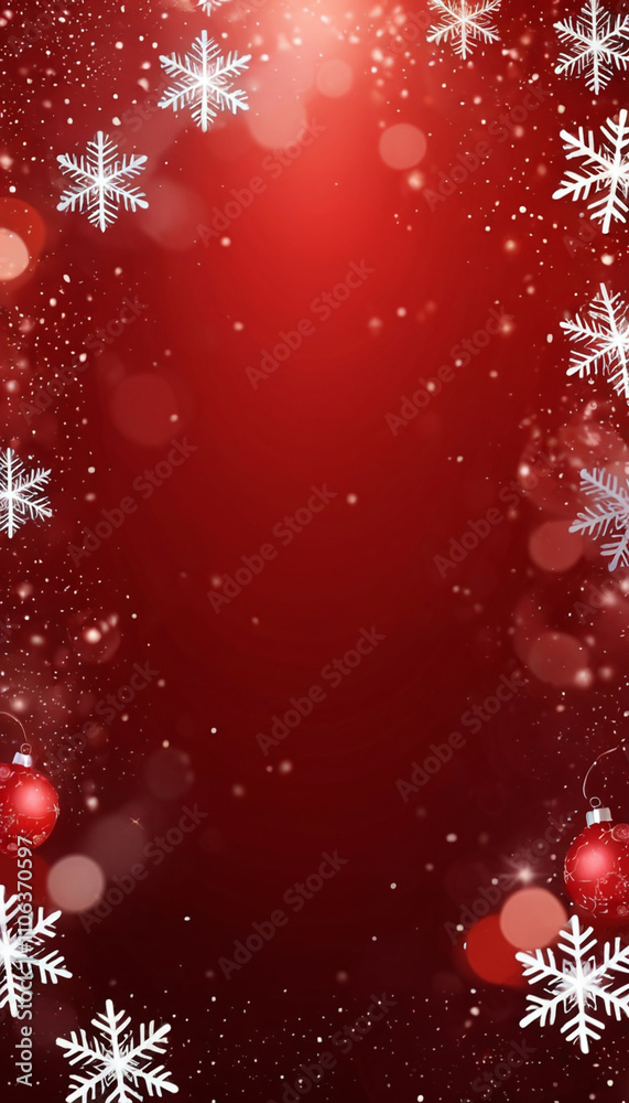 Elegant Christmas Red Background with Snowflakes and Bokeh Glow Elegant Christmas Red Background with Snowflakes and Bokeh Glow