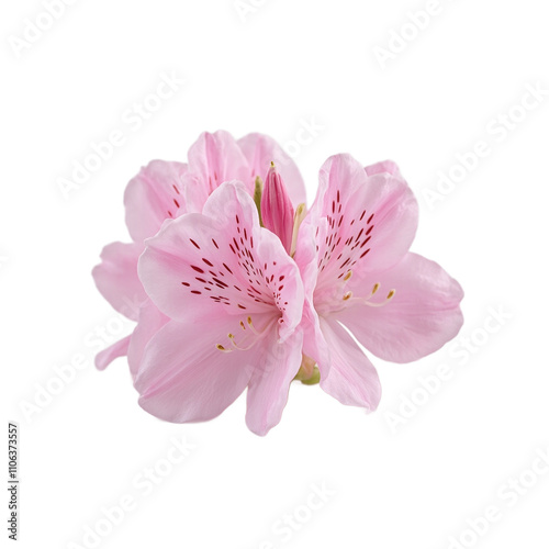 Close up of pink azalea bloom on neutral background