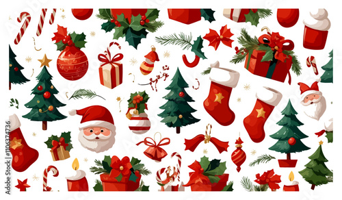 Christmas Elements Pattern Decoration Vector