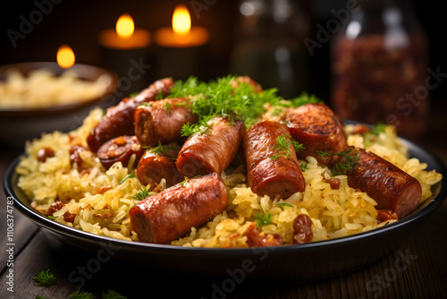 Savory Rice Dish with Sausages and Herbs