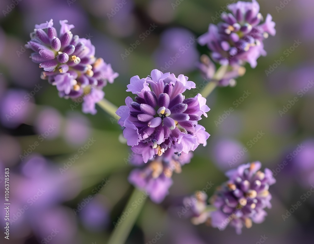 Close-Up of Lavender Stems with Vibrant Purple Flowers Close-Up of Lavender Stems with Vibrant Purple Flowers