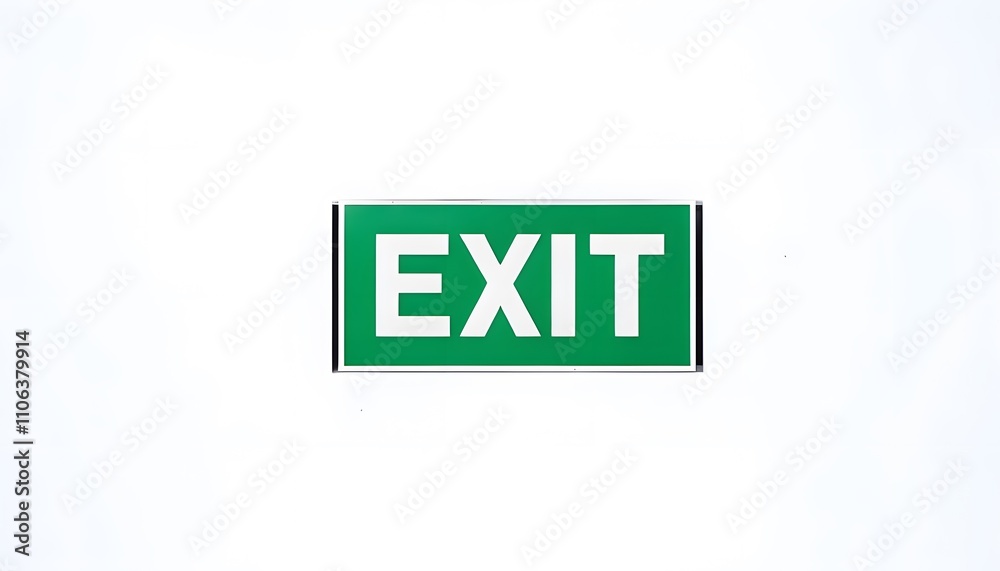 Exit Sign with Green Background and White Text