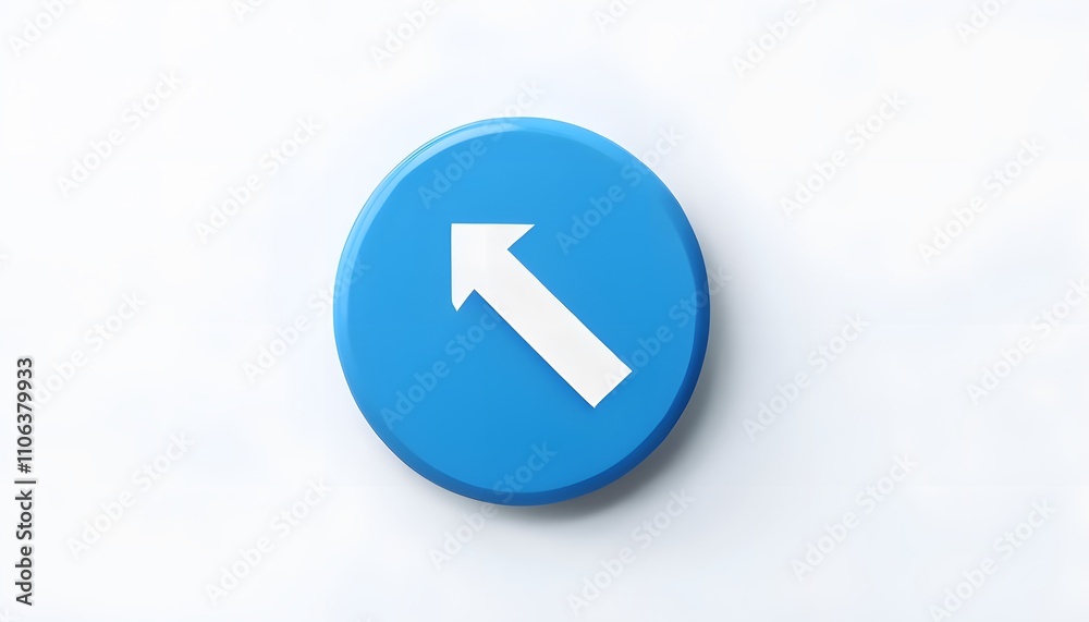Blue Circle with White Arrow on White Background Blue Circle with White Arrow on White Background