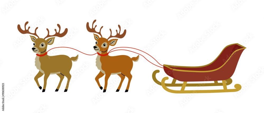 Obraz premium Reindeer pulling a traditional sleigh during winter festivities