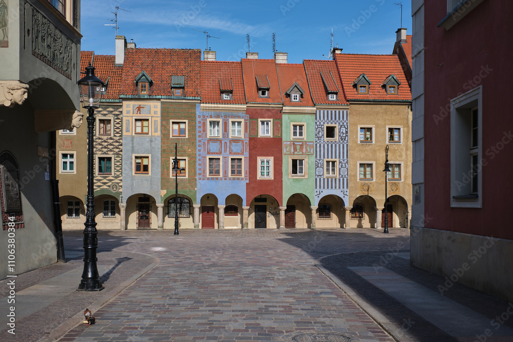 Naklejka premium The beautiful, colourful, medieval townhouses of the Old Town. Poznan