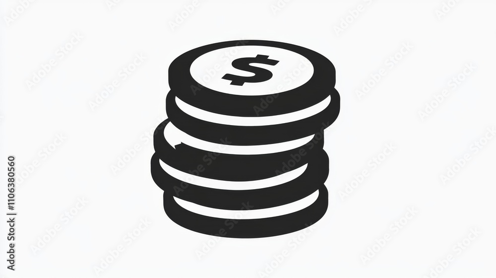 A stack of metallic coins with a bold dollar sign in the center A stack of metallic coins with a bold dollar sign in the center