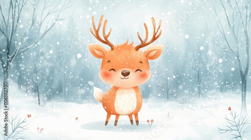 Cute reindeer for Christmas holiday greeting card design.