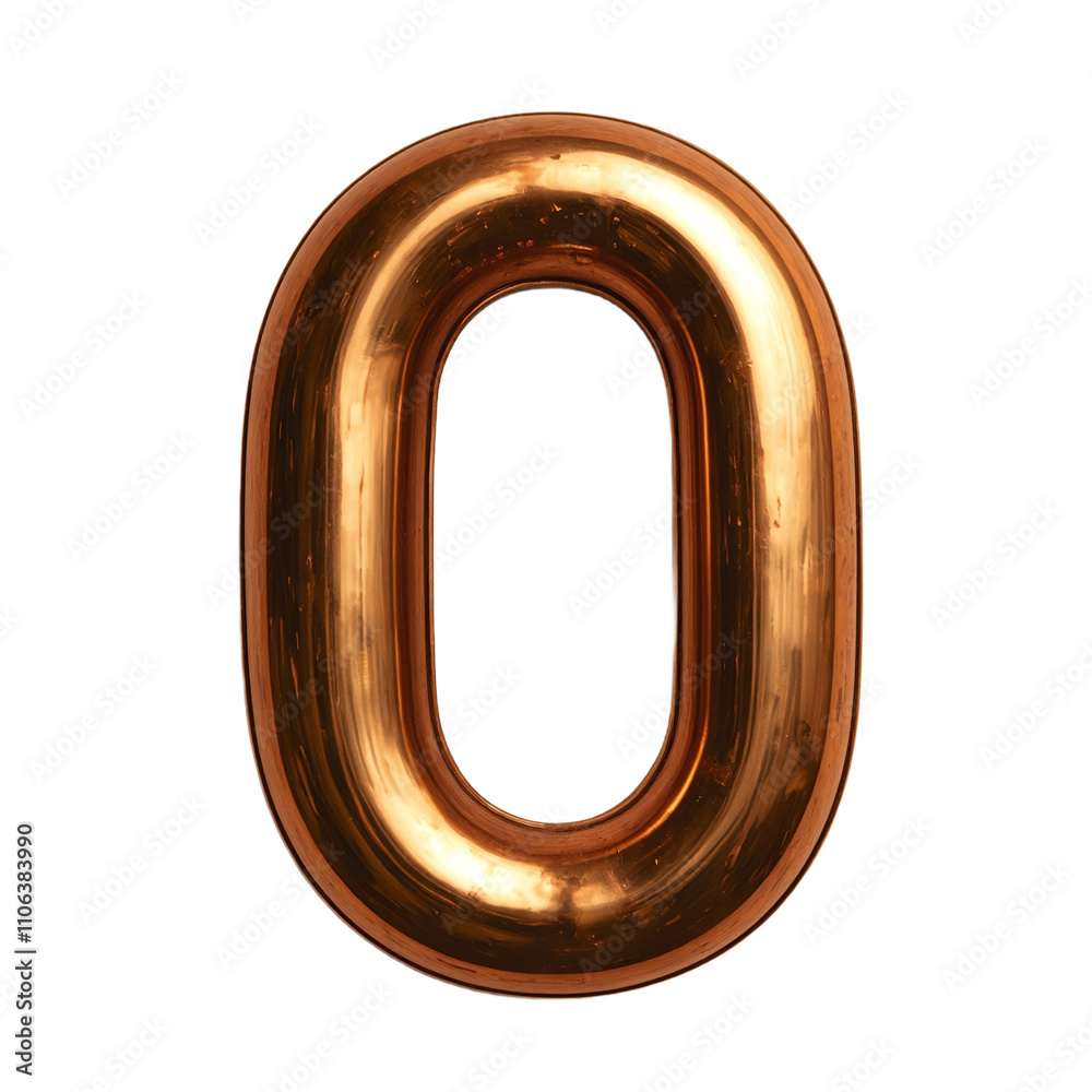 Shiny antique bronze number 0 with warm highlights Shiny antique bronze number 0 with warm highlights
