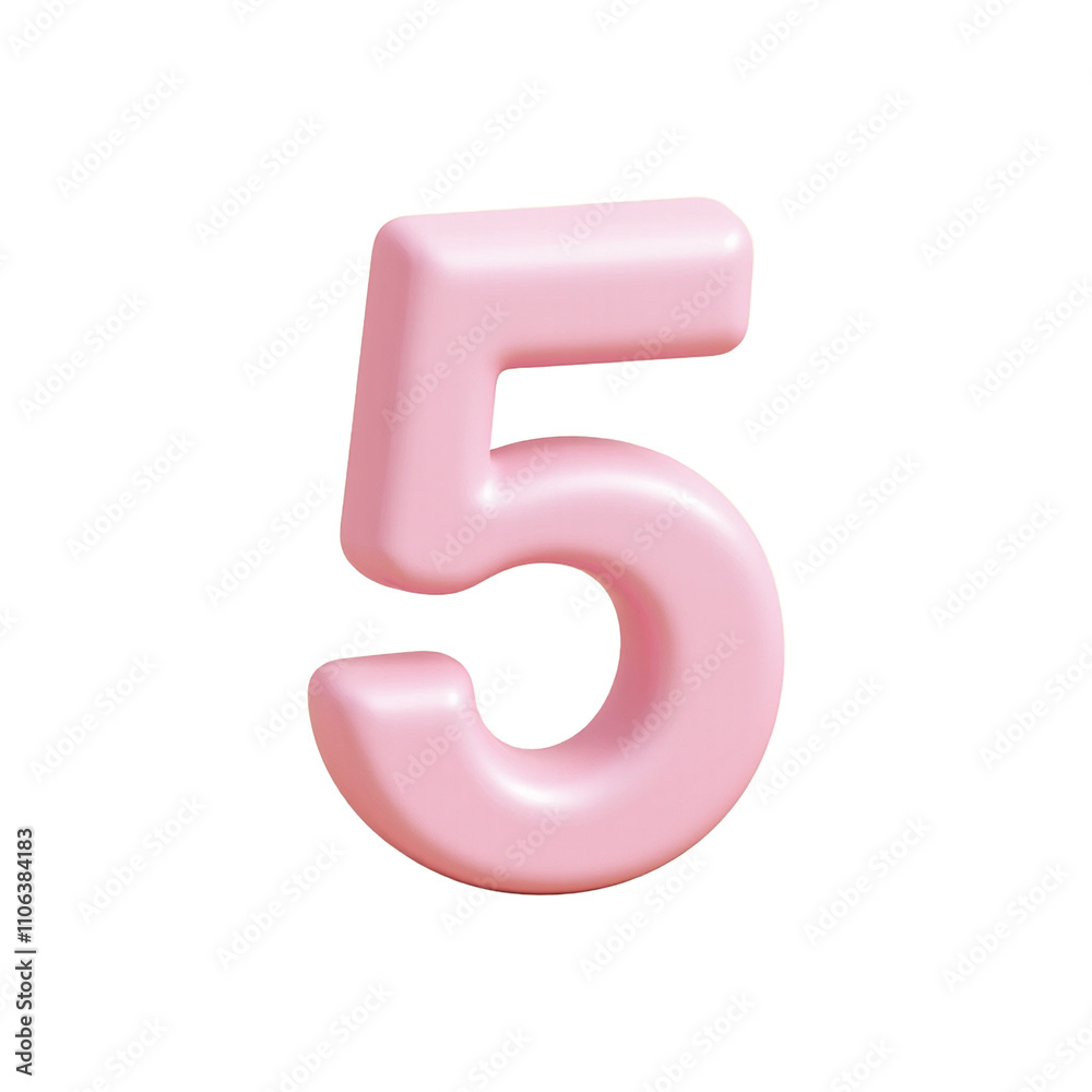 Elegant 3D pink number 5 minimalistic Elegant 3D pink number 5 minimalistic