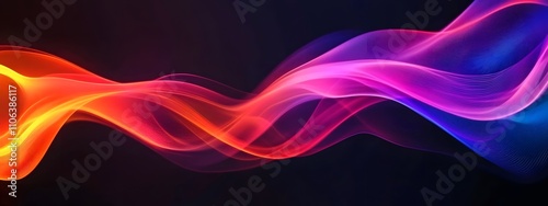 Colorful spectrum audio wave with rainbow-colored equalizer lines on a black background, vector illustration