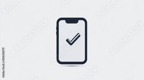 A smartphone icon with a checkmark on a white background