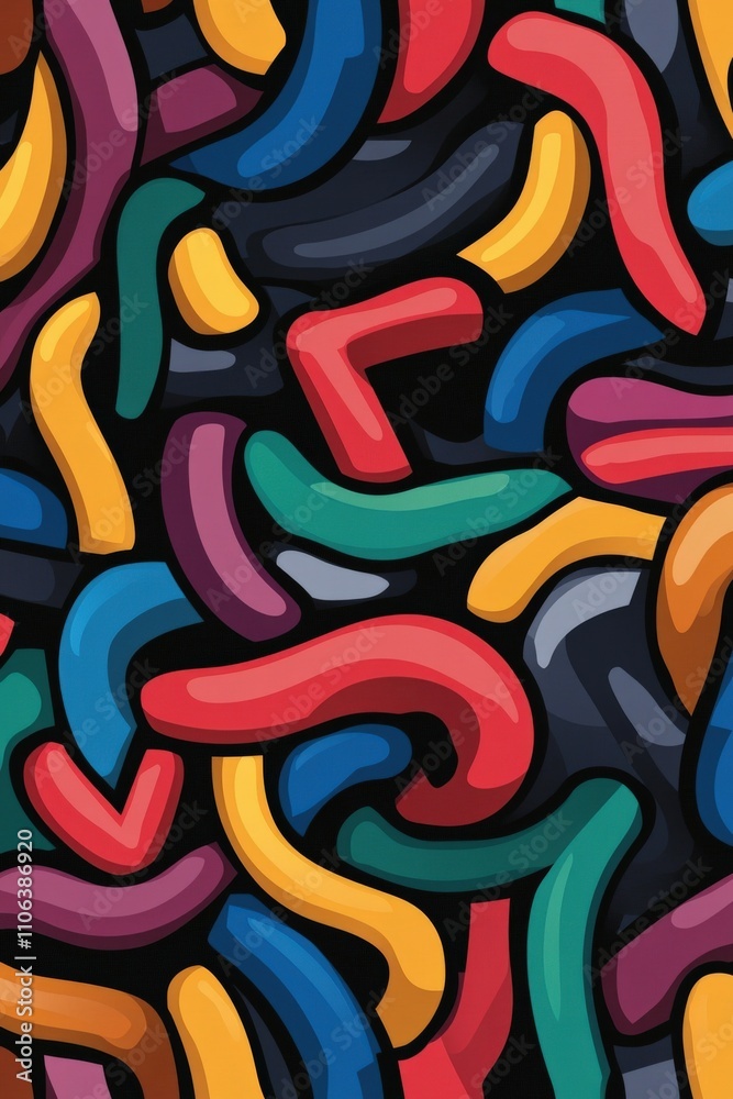 Obraz premium Colorful abstract pattern with dynamic shapes on dark background