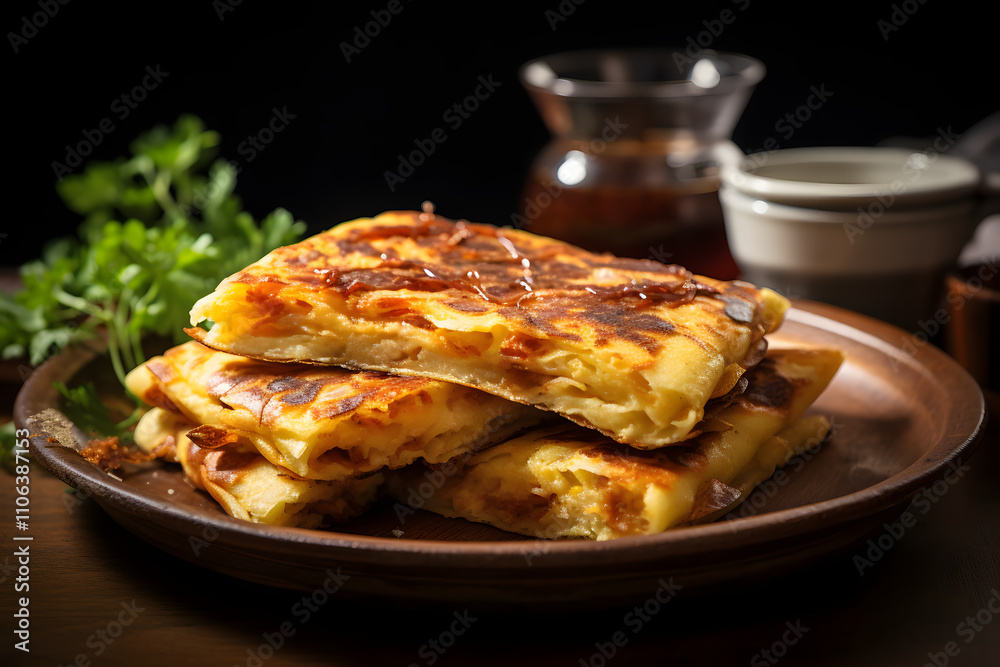 Golden Flaky Stuffed Flatbreads with Cheese and Herbs