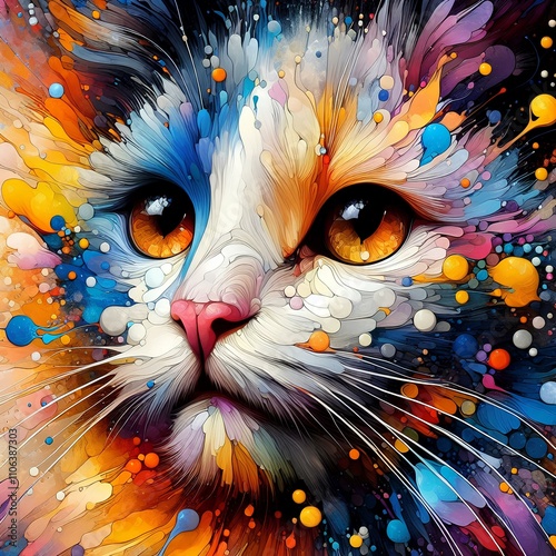 Feline Beauty in Color Abstract Close-Up Artwork photo