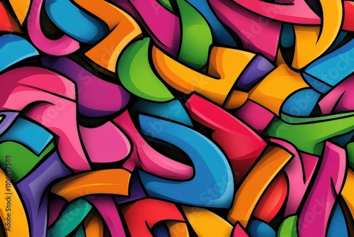 Colorful graffiti art with vibrant shapes and patterns