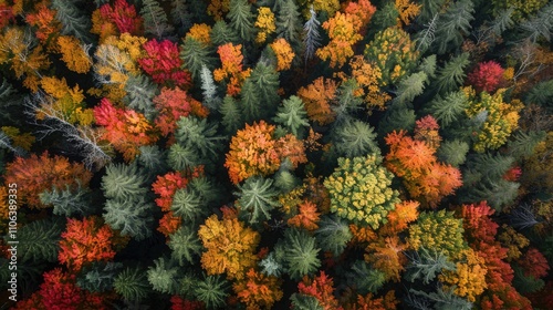 Aerial View of Vibrant Adirondacks Fall Trees photo