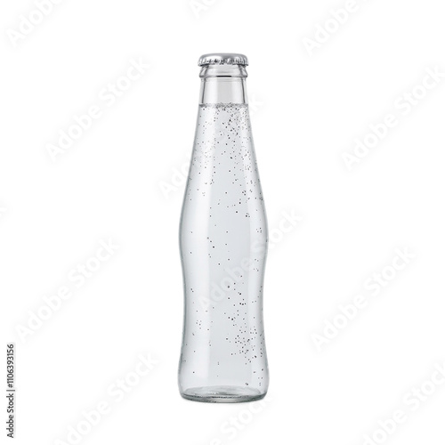 Wallpaper Mural Clear glass bottle of sparkling water with bubbles topped with silver lid Torontodigital.ca